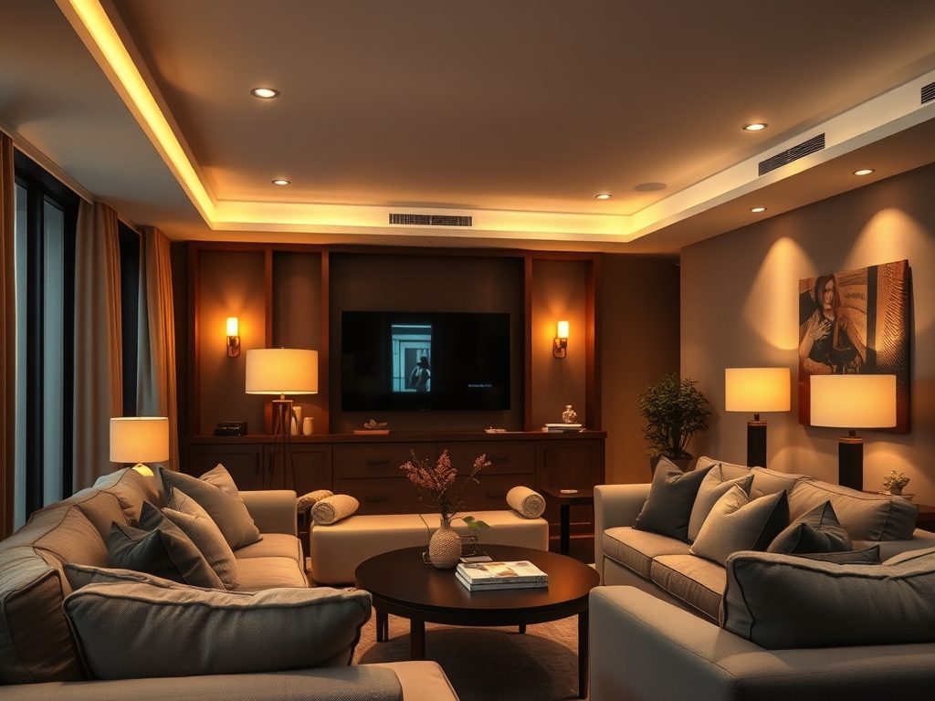 Oświetlenie nastrojowe w salonie: jak stworzyć przytulny klimat dzięki warstwom i regulacji światła